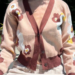 Brown Flowery Sweater